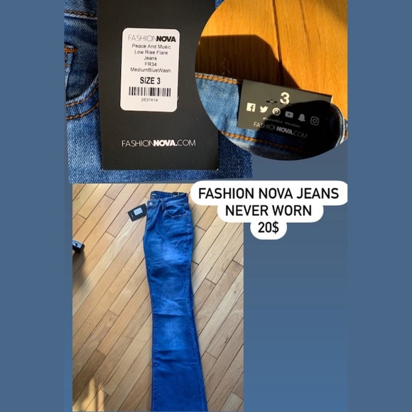 Fashion Nova Jeans, size 3 (peace and music low rise flare jeans) - Picture 1 of 1